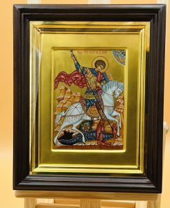 Икона » Георгий Победоносец. Чудо о змие» в киоте Образец 25 Климовск